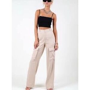 Frame Organic Linen Blend High‎ Waist Sand  Cargo Pants Size 0 MSRP $428